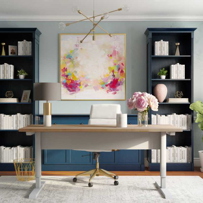 Modern, Eclectic, Glam Office Design by Havenly Interior Designer Hayley