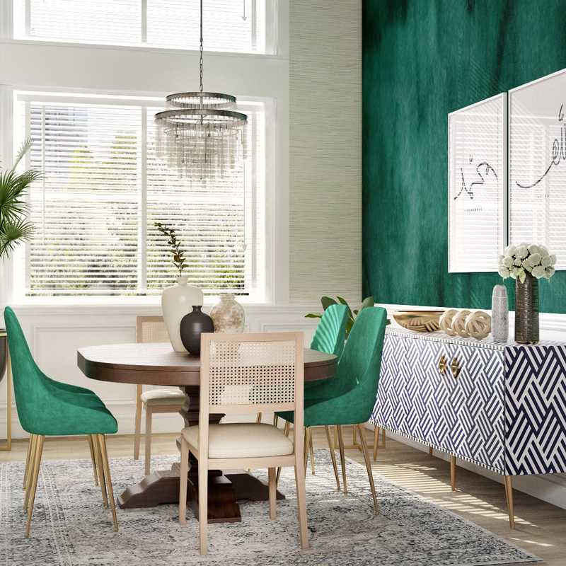 Eclectic, Bohemian, Midcentury Modern Dining Room Design by Havenly Interior Designer Ghianella