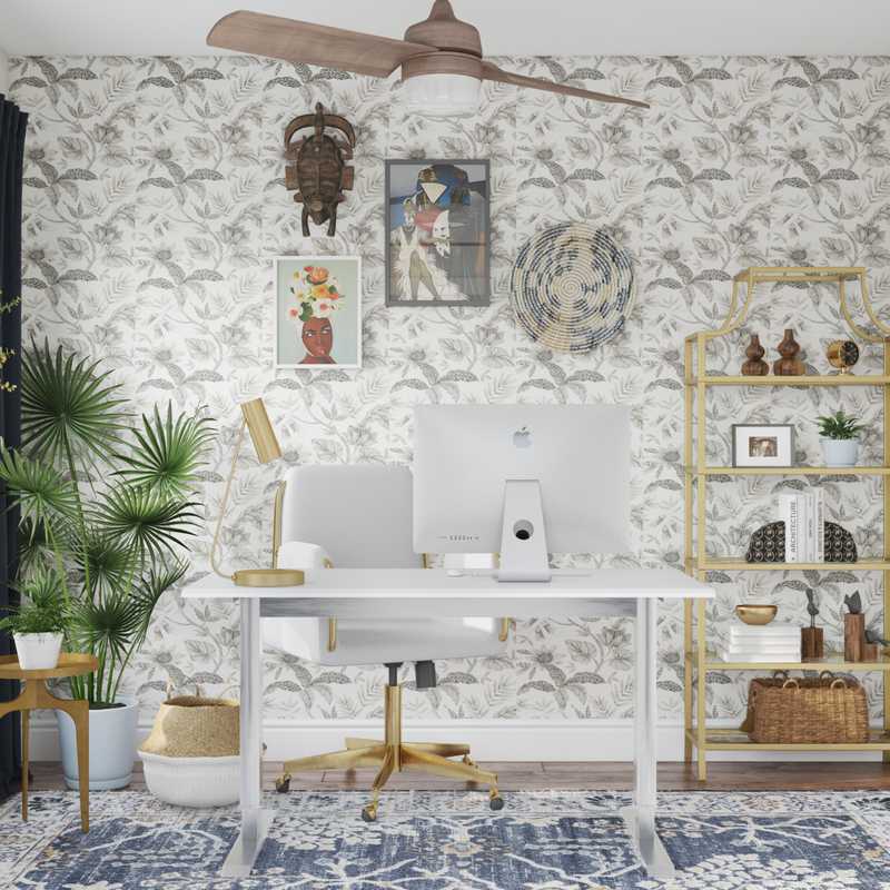 Eclectic, Bohemian, Global Office Design by Havenly Interior Designer Catrina