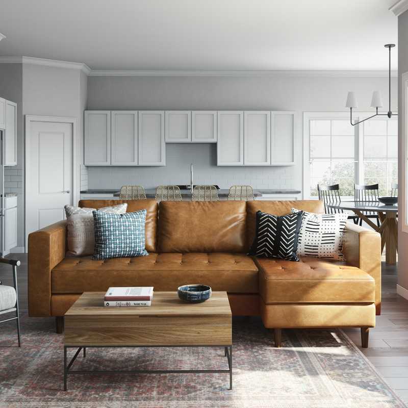 Bohemian, Southwest Inspired, Midcentury Modern Living Room Design by Havenly Interior Designer Keri