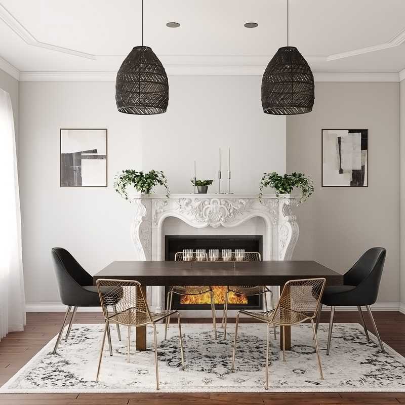 Bohemian, Glam, Scandinavian Dining Room Design by Havenly Interior Designer Carsey