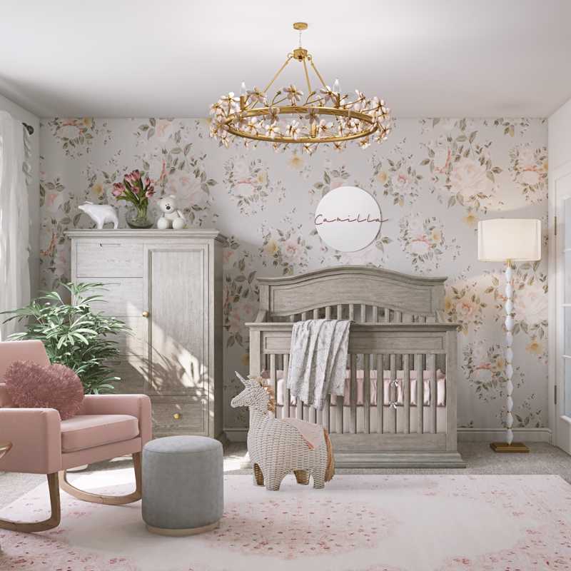 Bohemian, Glam, Farmhouse Nursery Design by Havenly Interior Designer Danielle