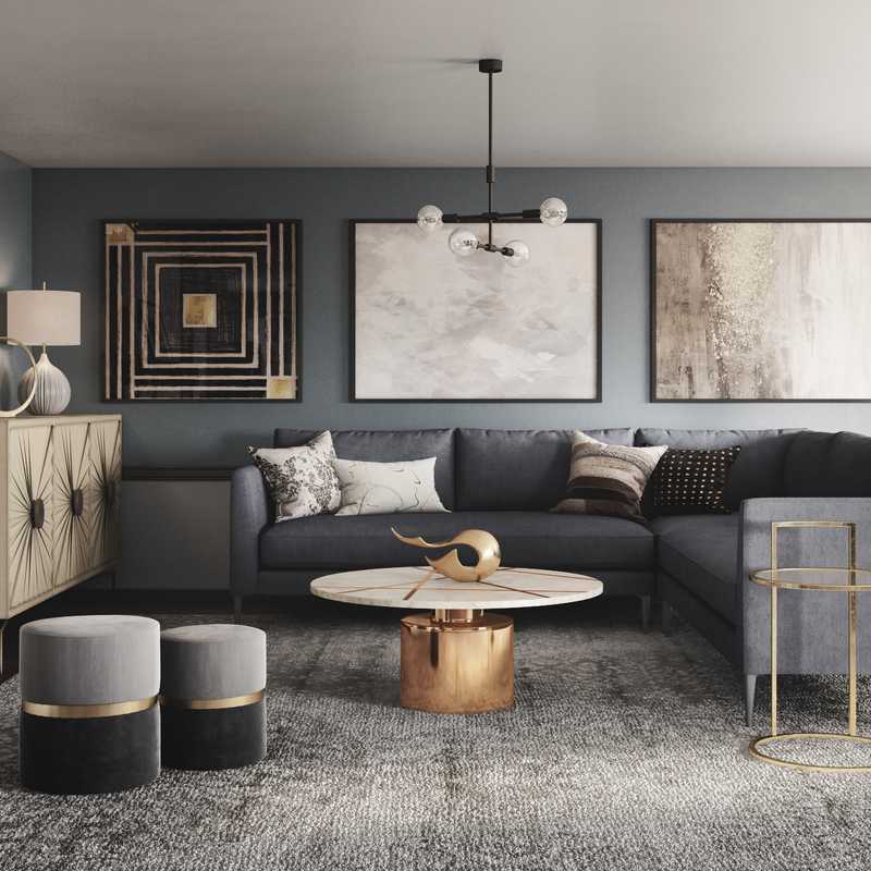 Contemporary, Modern, Glam, Transitional Living Room Design by Havenly Interior Designer Samantha