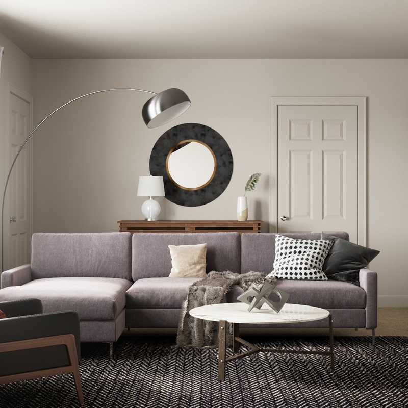 Contemporary, Modern, Industrial, Midcentury Modern Living Room Design by Havenly Interior Designer Emily