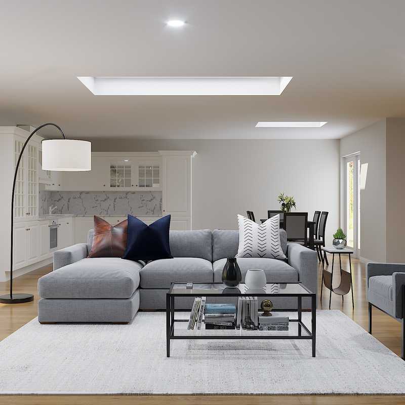Modern, Industrial, Minimal Living Room Design by Havenly Interior Designer Megan