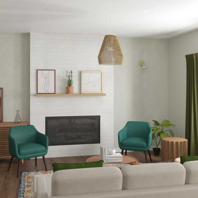 Modern, Bohemian, Midcentury Modern Living Room Design by Havenly Interior Designer Dahlia