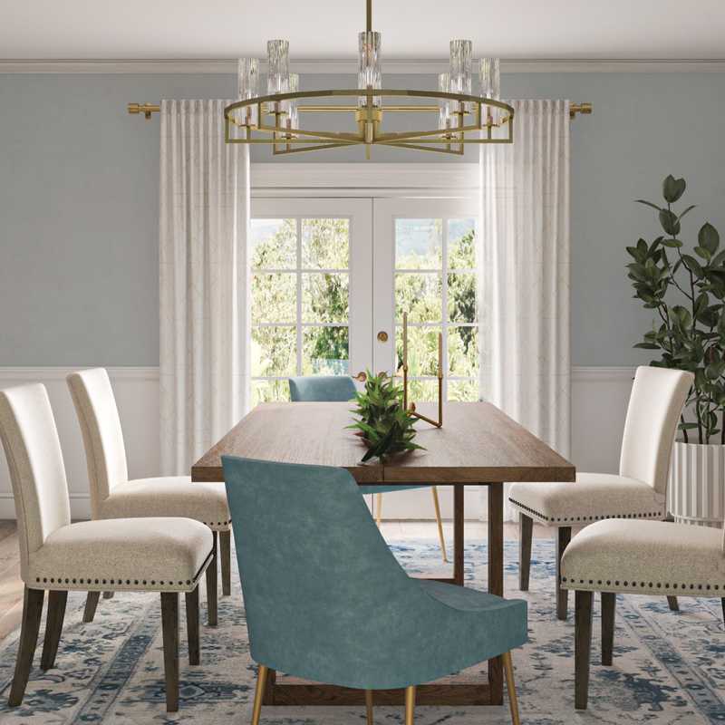 Modern, Bohemian, Coastal, Glam, Traditional, Farmhouse Dining Room Design by Havenly Interior Designer Natalie