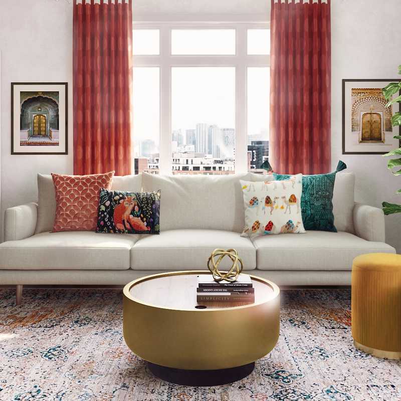 Eclectic, Bohemian, Global Living Room Design by Havenly Interior Designer Brittney