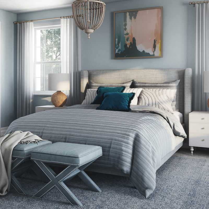 Contemporary, Coastal, Glam Bedroom Design by Havenly Interior Designer Elizabeth