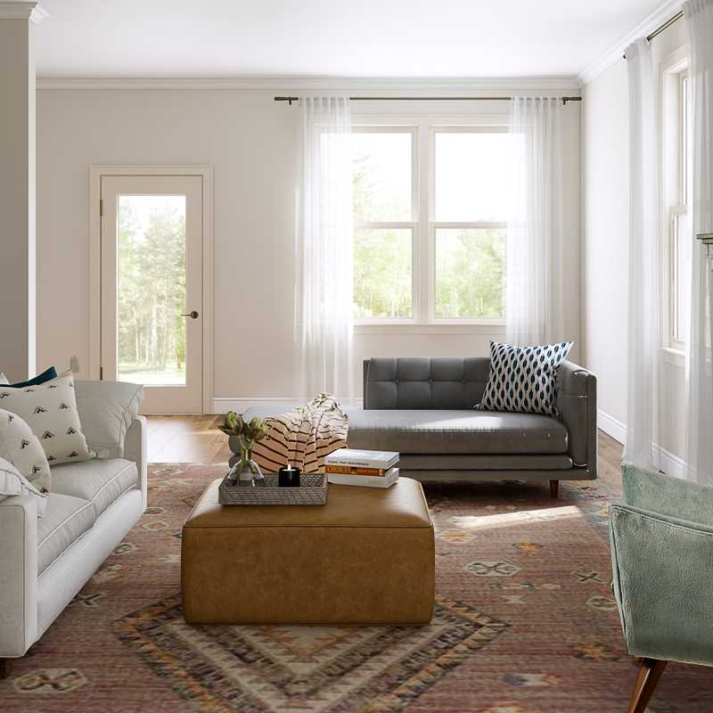 Bohemian, Midcentury Modern Living Room Design by Havenly Interior Designer Michelle