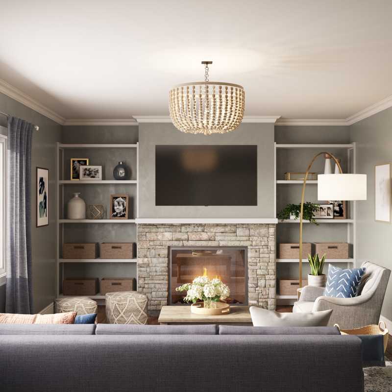 Bohemian, Farmhouse Living Room Design by Havenly Interior Designer Nicole