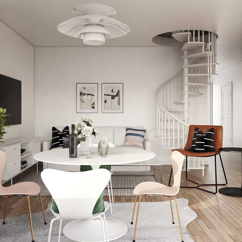 Bohemian, Scandinavian Dining Room Design by Havenly Interior Designer Keri