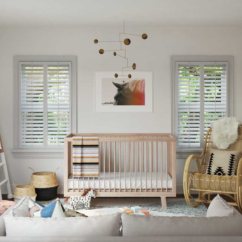 Modern, Bohemian, Rustic, Global, Midcentury Modern, Minimal, Scandinavian Nursery Design by Havenly Interior Designer Jennifer