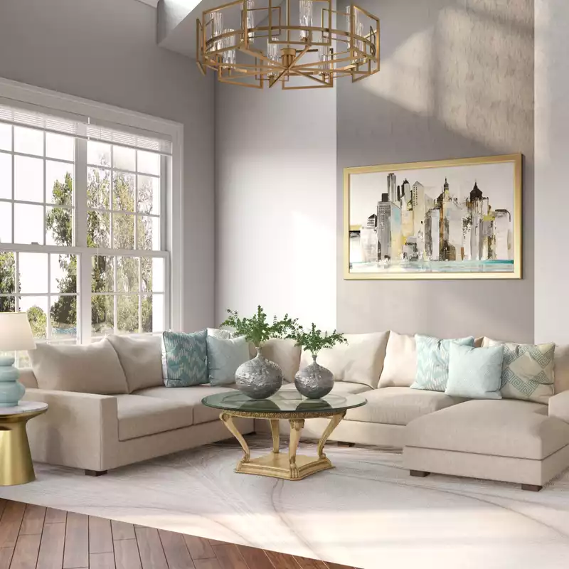 Glam, Industrial Living Room Design by Havenly Interior Designer Natalie