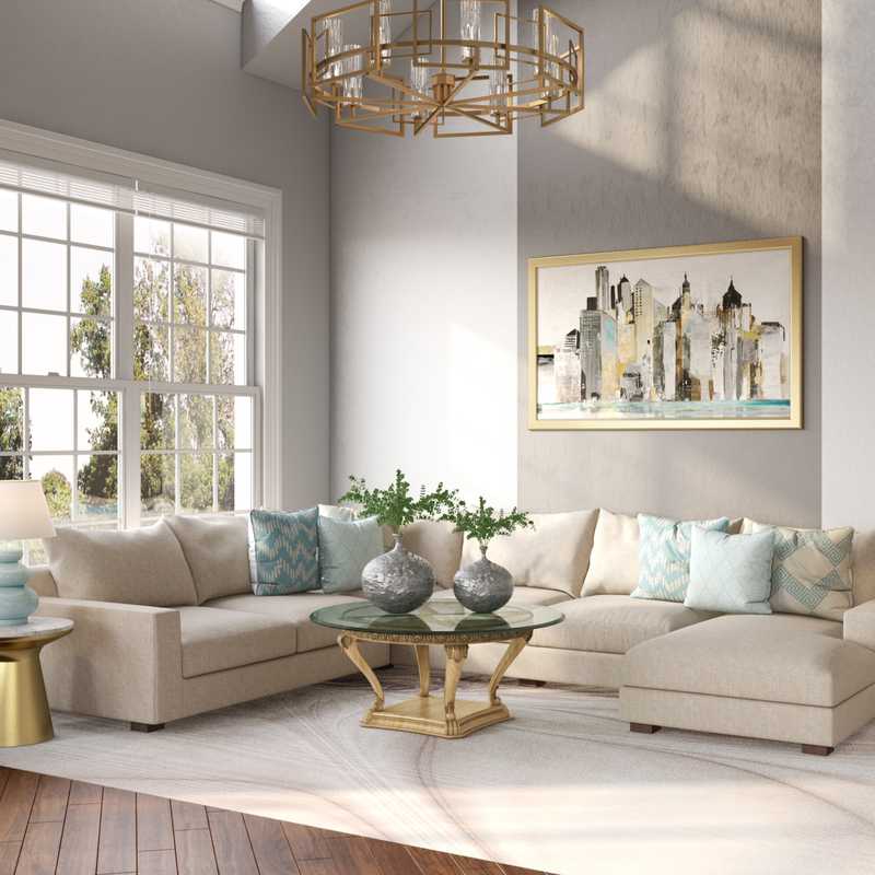 Glam, Industrial Living Room Design by Havenly Interior Designer Natalie