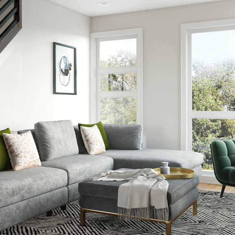 Contemporary, Modern, Eclectic, Glam Living Room Design by Havenly Interior Designer Emma