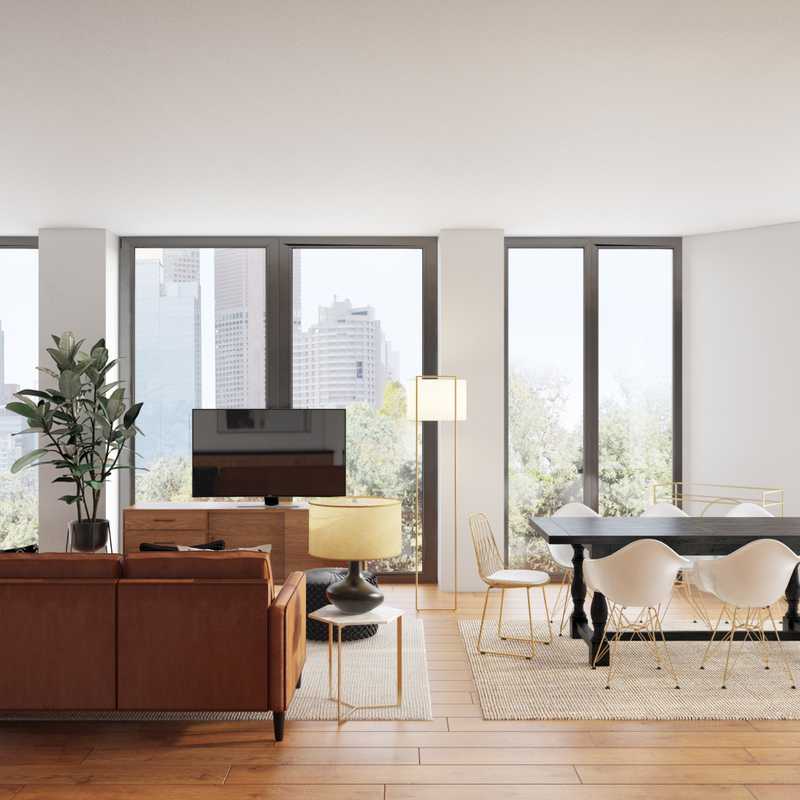 Glam, Midcentury Modern, Scandinavian Living Room Design by Havenly Interior Designer Natalie