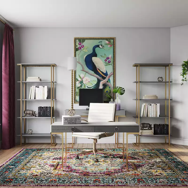 Modern, Eclectic, Glam, Preppy Office Design by Havenly Interior Designer Kristy