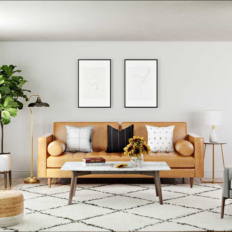 Bohemian, Midcentury Modern, Scandinavian Living Room Design by Havenly Interior Designer Aurelie