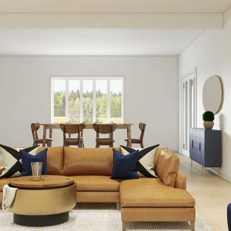 Bohemian, Midcentury Modern Living Room Design by Havenly Interior Designer Victoria