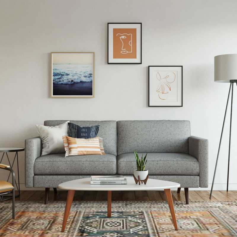 Bohemian, Midcentury Modern Living Room Design by Havenly Interior Designer Allison