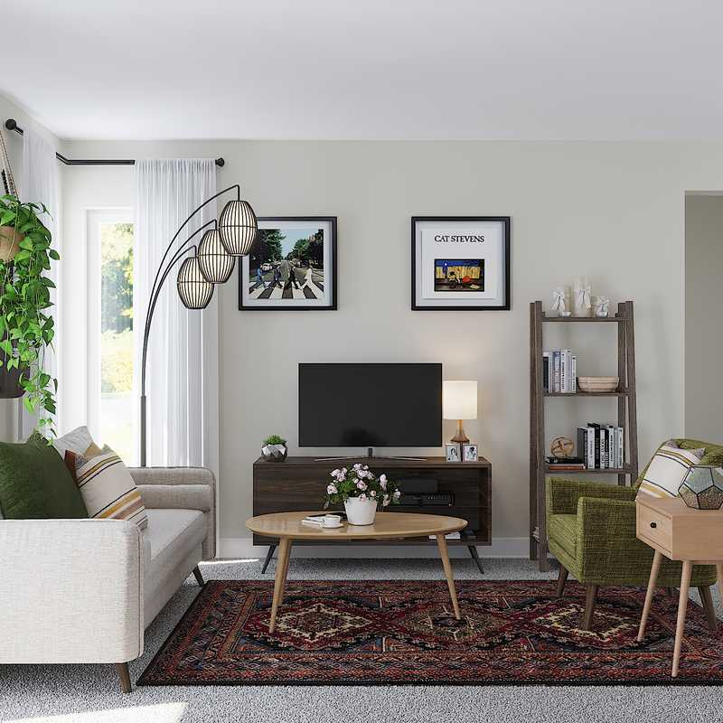 Bohemian, Midcentury Modern, Scandinavian Living Room Design by Havenly Interior Designer Cherise