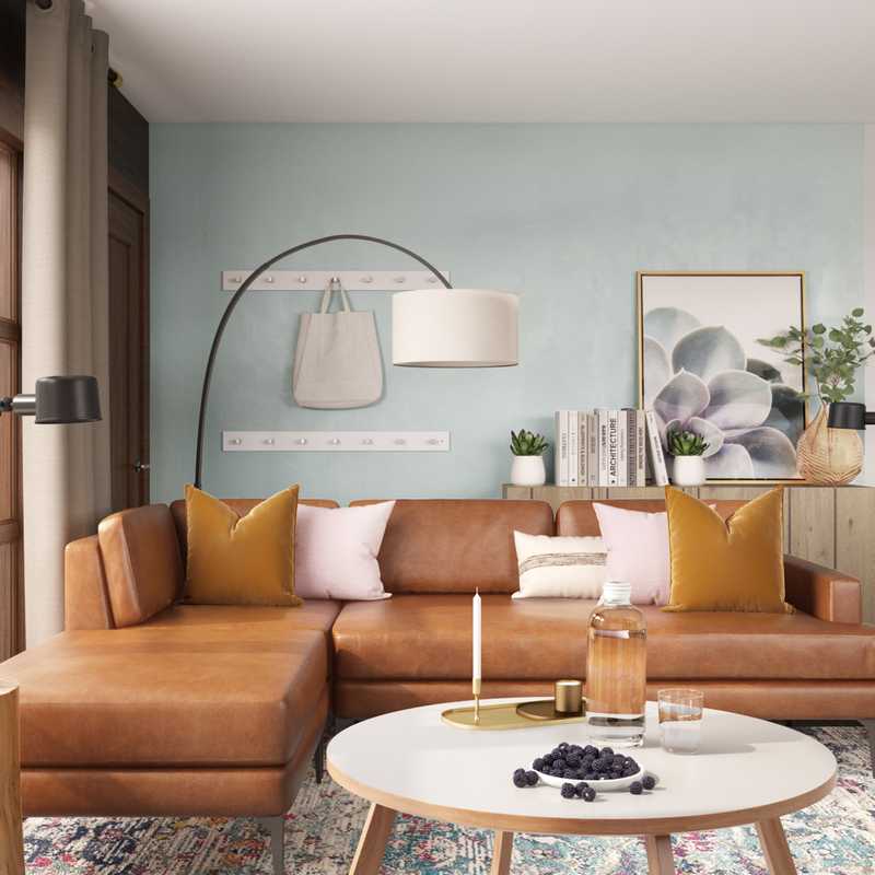 Bohemian, Midcentury Modern Living Room Design by Havenly Interior Designer Jessica