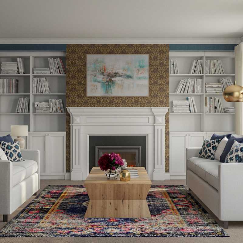 Bohemian, Glam, Scandinavian Living Room Design by Havenly Interior Designer Jenna