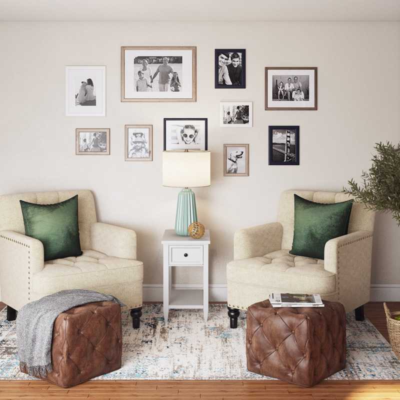 Coastal, Farmhouse Living Room Design by Havenly Interior Designer Emily