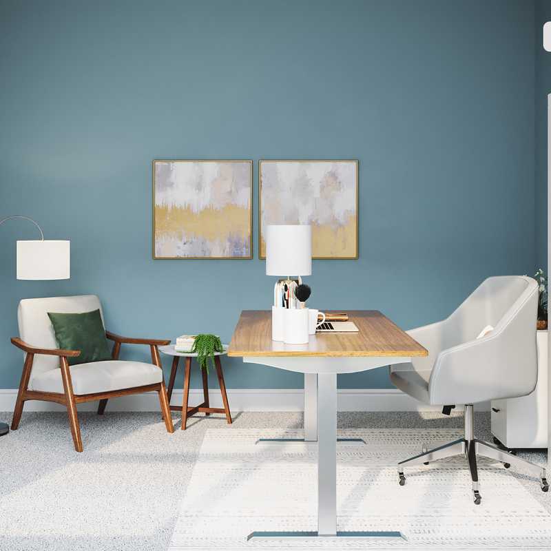 Midcentury Modern, Scandinavian Office Design by Havenly Interior Designer Julie