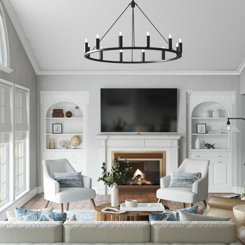 Classic, Coastal, Farmhouse, Transitional, Scandinavian Living Room Design by Havenly Interior Designer Lyndsi