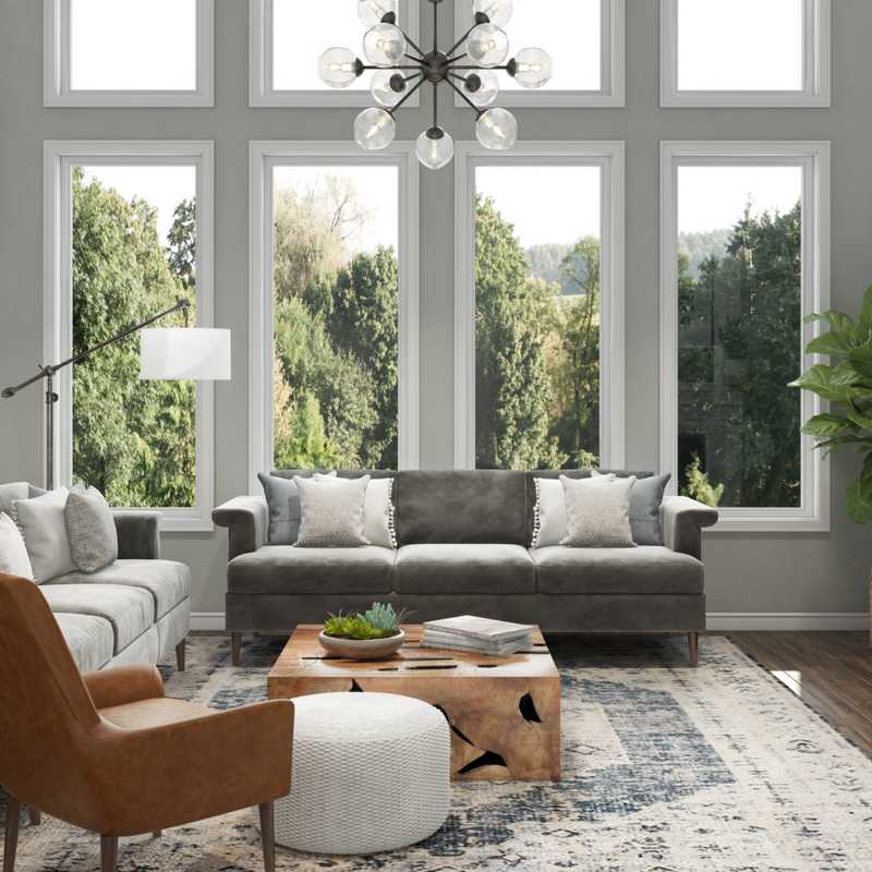 Modern, Midcentury Modern Living Room Design by Havenly Interior Designer Laura