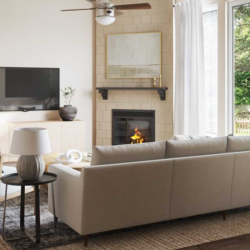 Coastal, Global Living Room Design by Havenly Interior Designer Nicole
