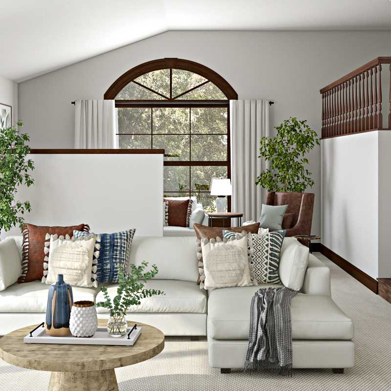 Bohemian, Farmhouse Living Room Design by Havenly Interior Designer Ashley
