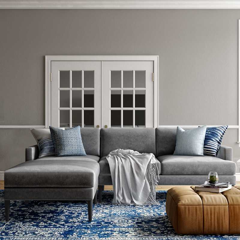 Bohemian, Coastal Living Room Design by Havenly Interior Designer Natalie