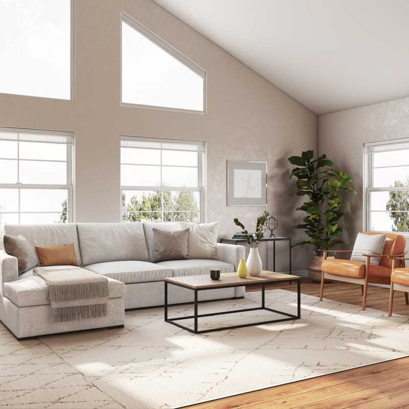 Transitional, Midcentury Modern Living Room Design by Havenly Interior Designer Rachel