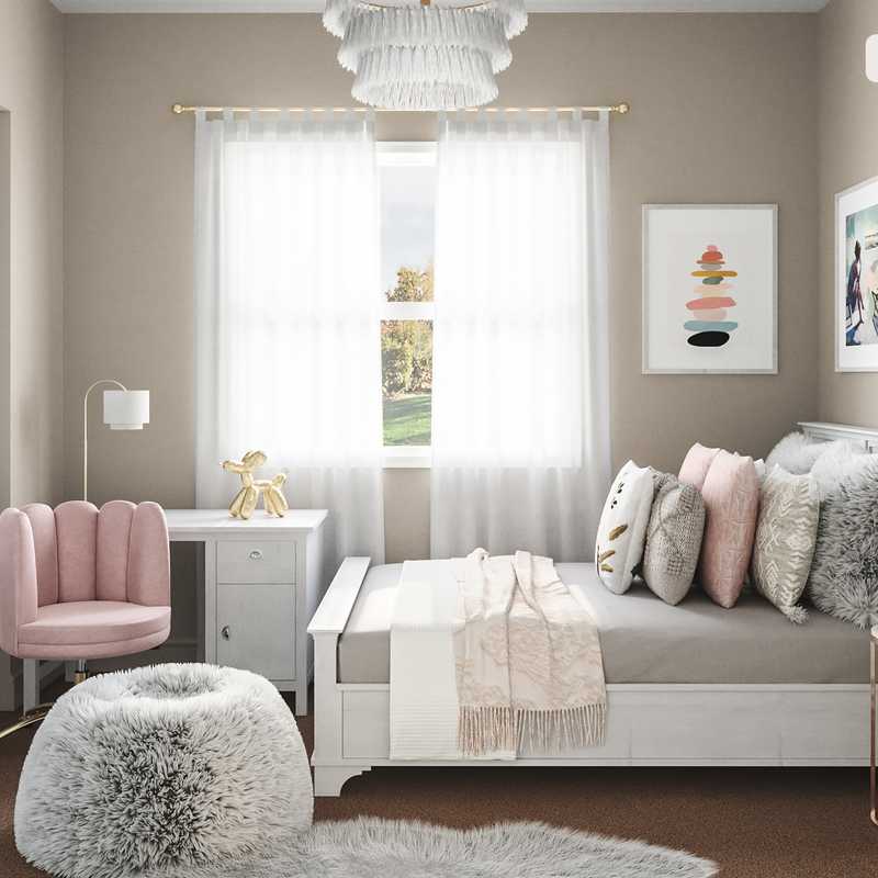 Glam, Preppy Bedroom Design by Havenly Interior Designer Catrina