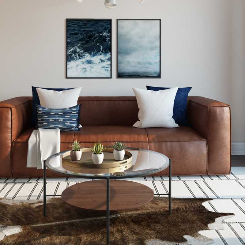 Modern, Eclectic, Industrial Living Room Design by Havenly Interior Designer Carsey