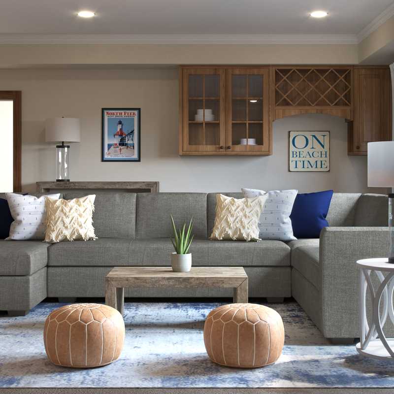 Contemporary, Classic, Coastal Living Room Design by Havenly Interior Designer Rachel