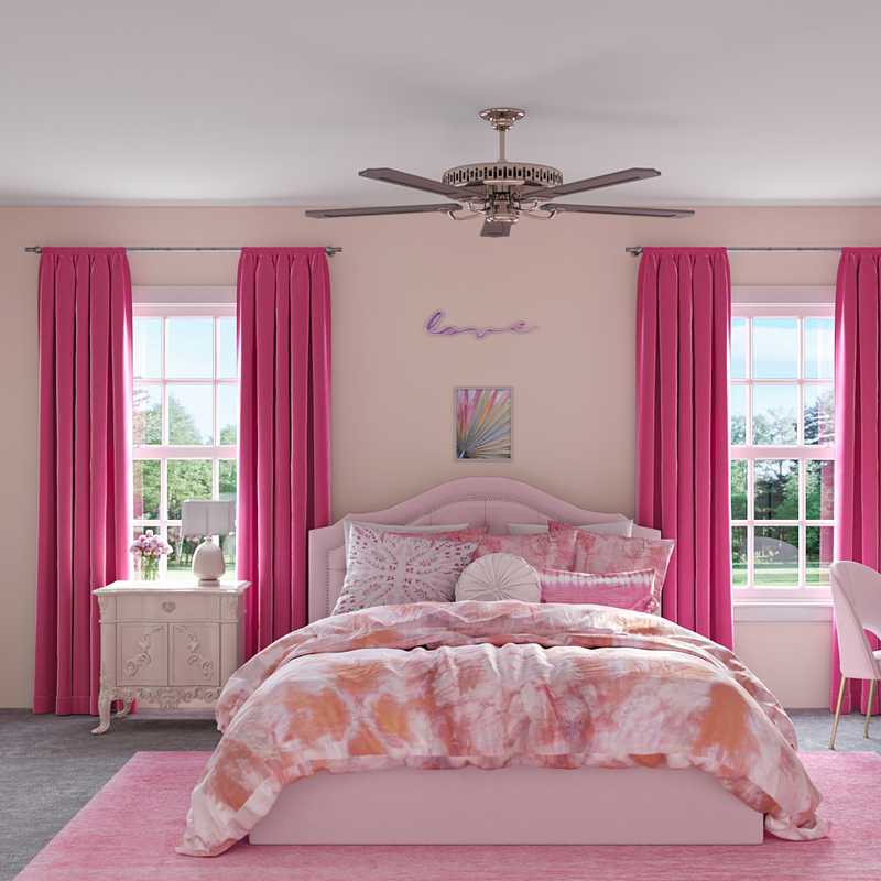 Bohemian, Glam, Preppy Bedroom Design by Havenly Interior Designer Samantha