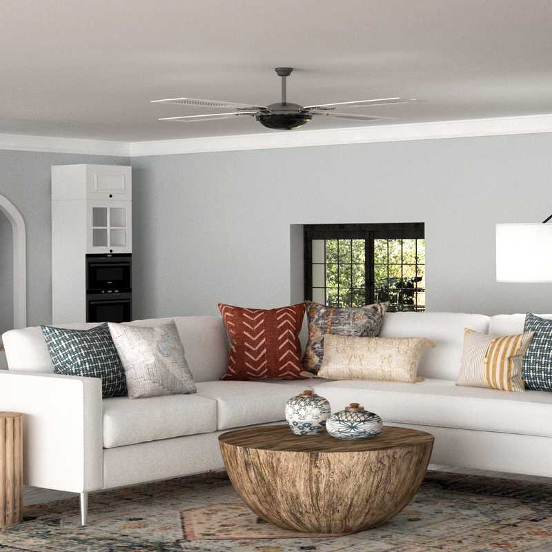Bohemian, Coastal, Rustic Living Room Design by Havenly Interior Designer Robyn