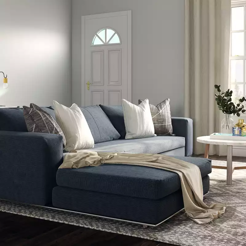 Contemporary, Modern, Midcentury Modern, Preppy Living Room Design by Havenly Interior Designer Jenna
