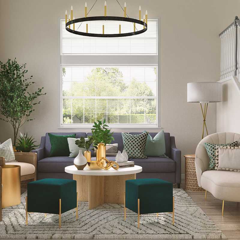 Classic, Glam Living Room Design by Havenly Interior Designer Ghianella