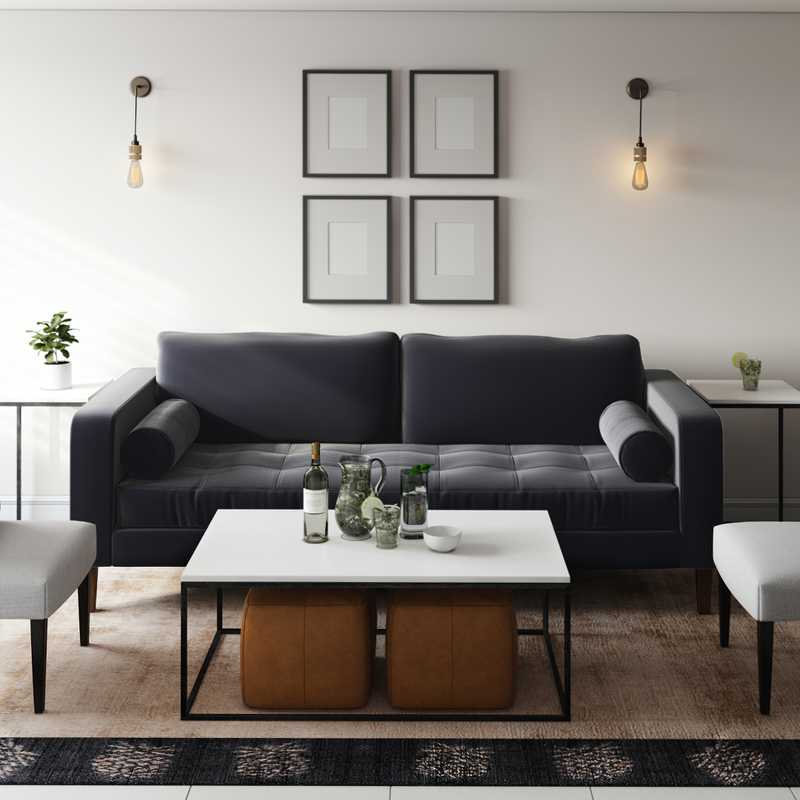 Bohemian, Midcentury Modern Living Room Design by Havenly Interior Designer Carsey