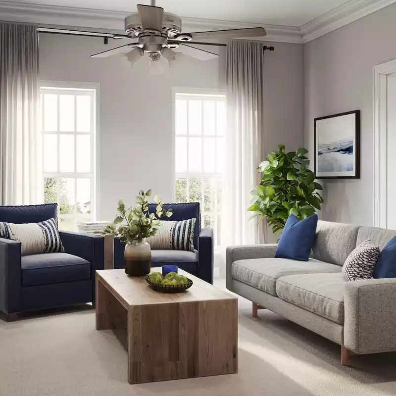 Farmhouse, Transitional Living Room Design by Havenly Interior Designer Meghan