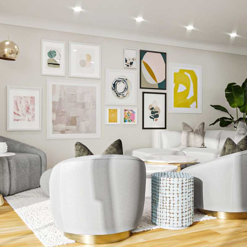 Glam, Classic Contemporary Living Room Design by Havenly Interior Designer Carla