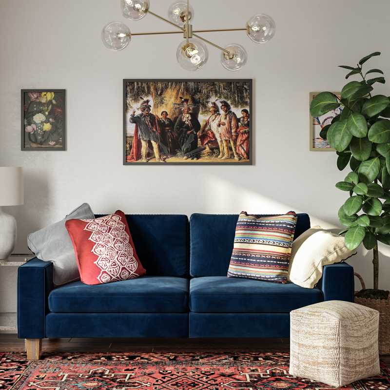 Eclectic, Bohemian, Midcentury Modern Office Design by Havenly Interior Designer Samantha