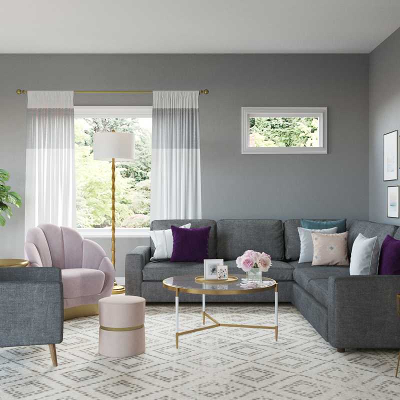 Glam Living Room Design by Havenly Interior Designer Alexandra