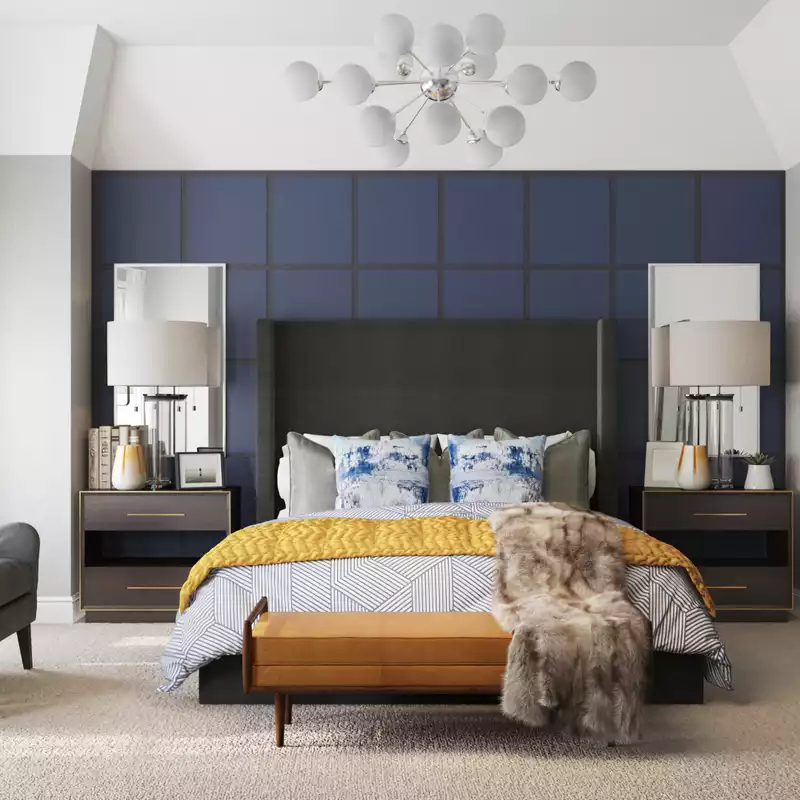 Modern, Eclectic, Glam, Transitional, Midcentury Modern Bedroom Design by Havenly Interior Designer Sable