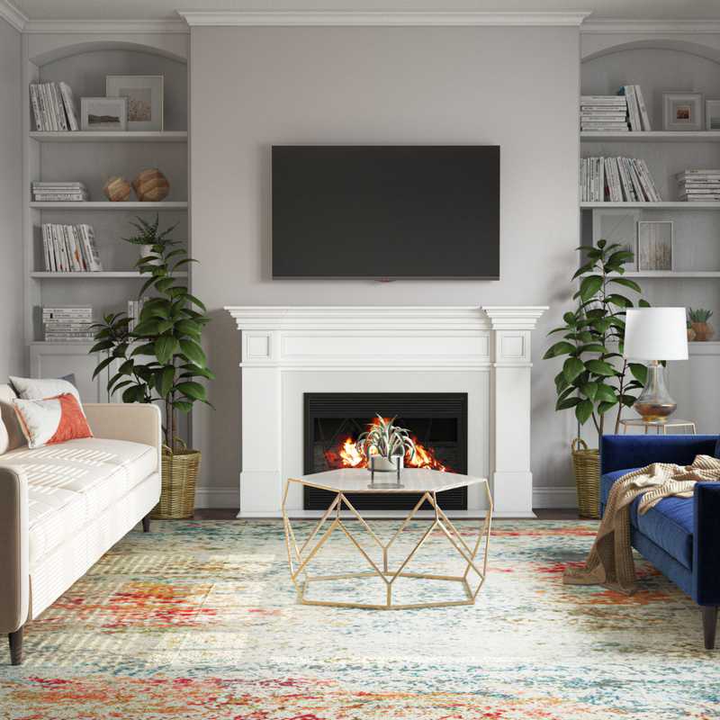 Bohemian Living Room Design by Havenly Interior Designer Jennifer
